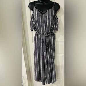 Striped Cold Shoulder Jumpsuit